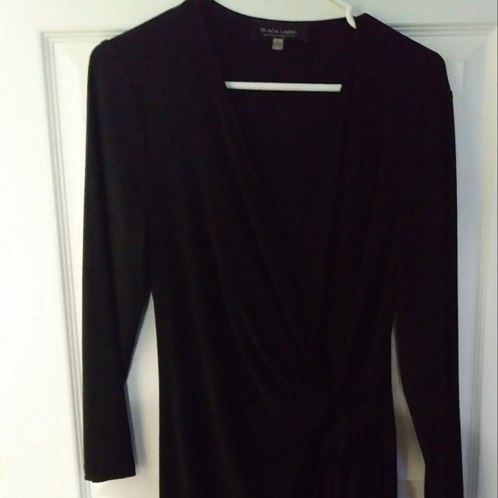 Black Label by Evan Picone black long sleeve dress in women's size small